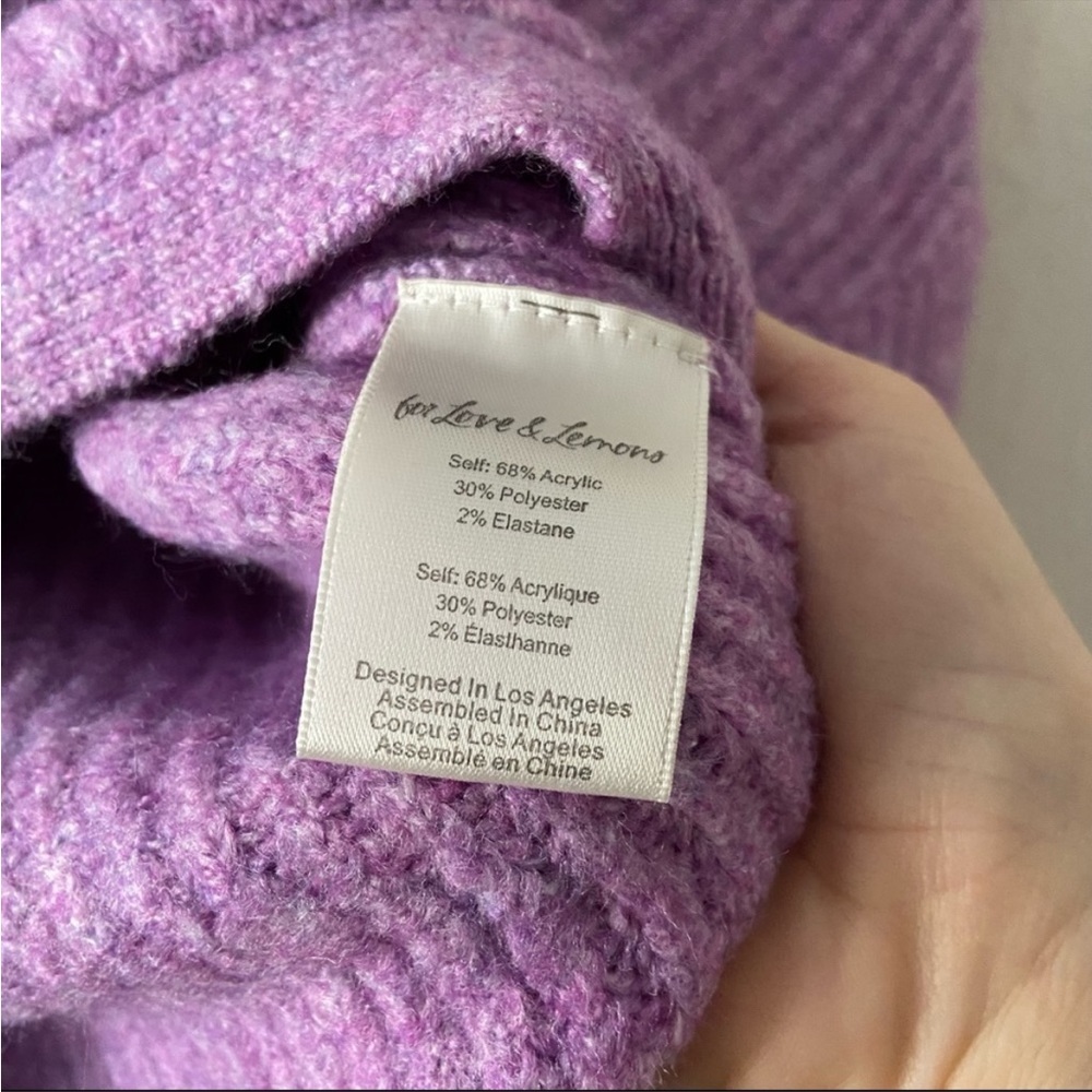 ๐ For Love & Lemons NWT Crop Knit Cardigan Sweater Lavender Size S - Picture 5 of 5
